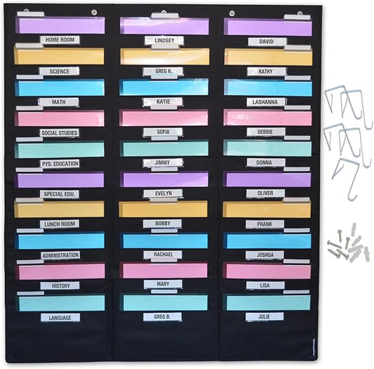 Ultimate Office WalMaster Heavy Duty, 30-Pocket Wall Chart Filing System WITH LABEL HOLDERS for Classroom and Office, File Organizer Includes Mounting Hardware & Door Hooks POCKETFILES SOLD SEPARATELY