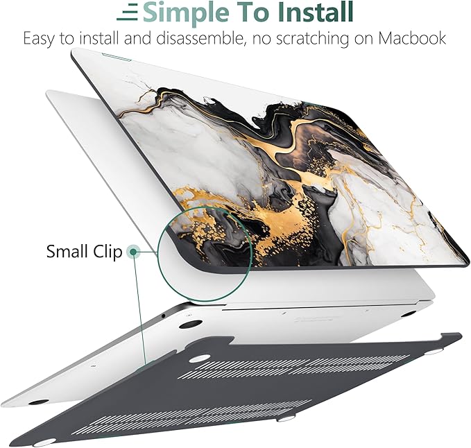 DONGKE Compatible with MacBook Air 13 inch Case 2021 2020 2019 2018 Release A2337 M1 A2179 A1932 with Retina Display & Touch ID, Plastic Hard Shell & Keyboard Cover - Abstract Marble