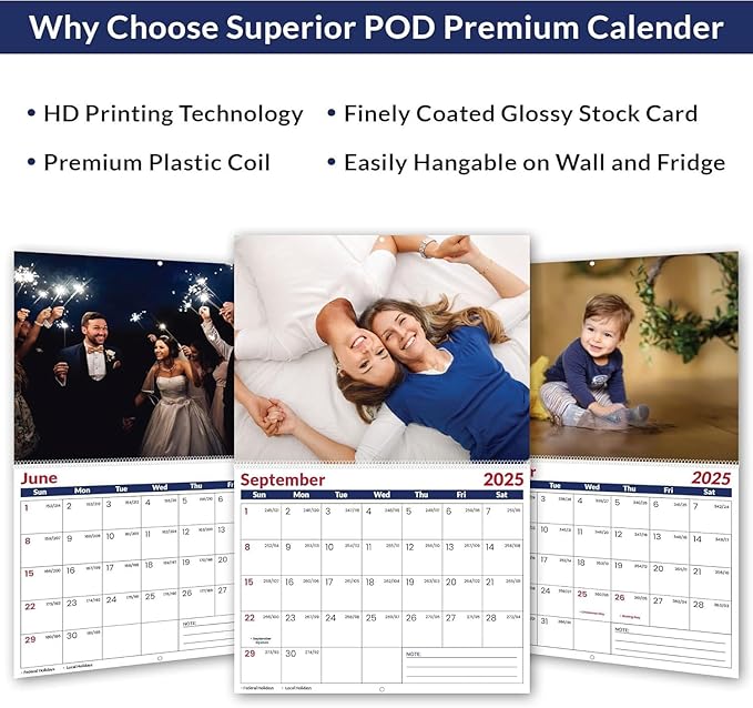 Custom Calendar 2026 for Home & Office - Print Your 13 Memories,Make Your Own Personalized Calendar Customized Christmas Gift &use your photo (Cover 3（11"×17"）, 10 Packs)