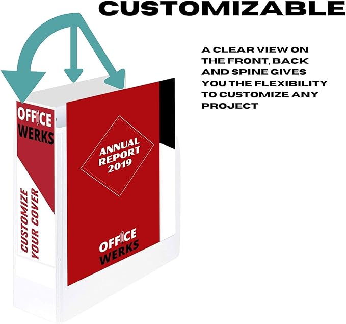 3 Ring Binder, Professional D Ring 5 Inch, Presentation Folder for Standard Pages 8.5 x 11 with Pockets, Crystal Clear View White (4 Pack)