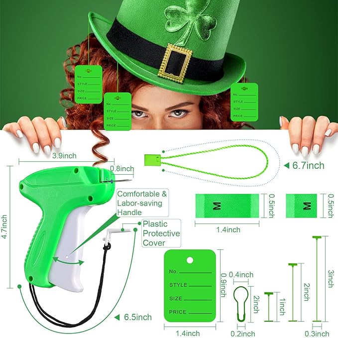 Chumia 3576 Pcs Stitch Tag Gun for Clothes, Quick Clothing Fixer, Tagging Gun with 3000 Barbs, 5 Needles and 100 Price Tags, Sewing Kit for Retail Stores, Garage Yard Sales(Light Green)