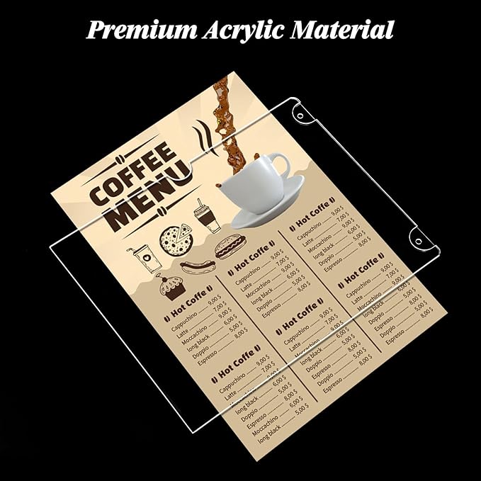 6pack Acrylic Wall Sign Holder with Serews&Tape,8.5 X 11 Wall Mount Clear Plastic Sign Holder,Memo Document Menu Holder for Restaurant, Office, School, Store and Home Use,Support No Drilling
