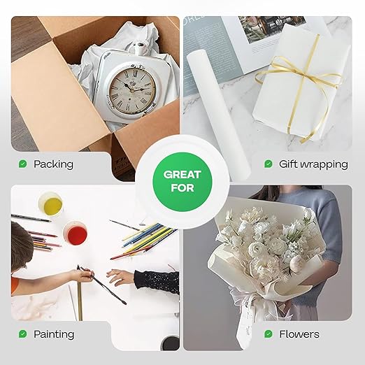 White Kraft Paper Roll 36" x 8640" (720 feet) for Packing, Moving, Shipping, Crafts - USA-Made Heavy Duty Craft Paper 50lb Thickness - 100% Recyclable Natural Kraft Wrapping Paper by IDL Packaging