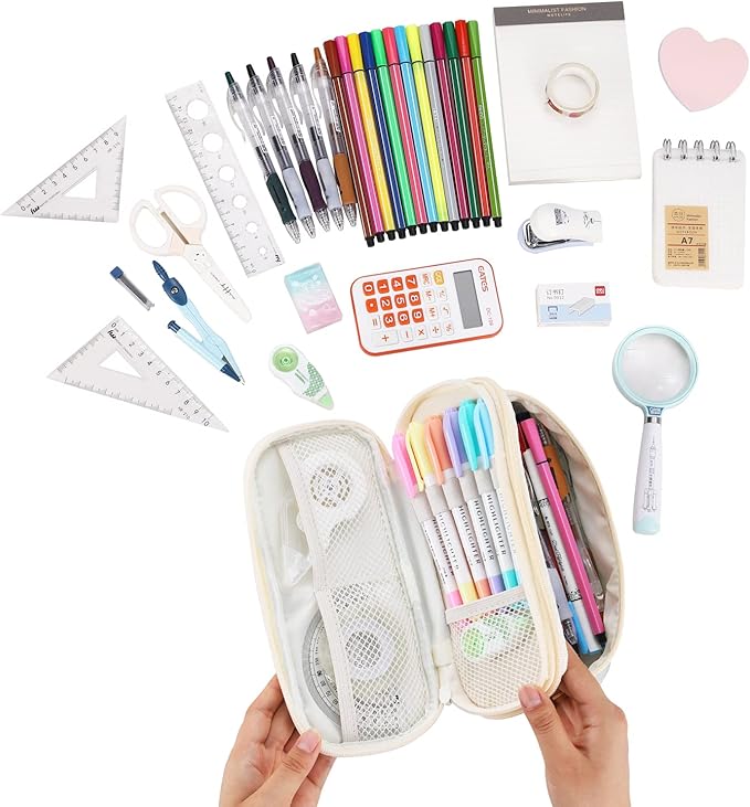 Big Pencil Case Large Capacity Pencil Bag with Zipper Pencil Pouch for Girls Boys Kids Adults Stationery Pencil Pen Case Organizer for School Office Green