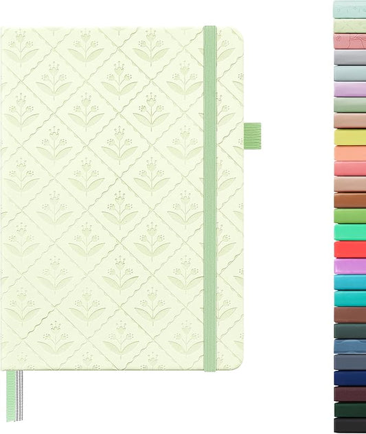 &And Per Se Lined Journal Notebook for Women&Men with Pattern, 160 Pages 100GSM Thick Paper, A5 Hardcover Journals for Writing(Light Green)