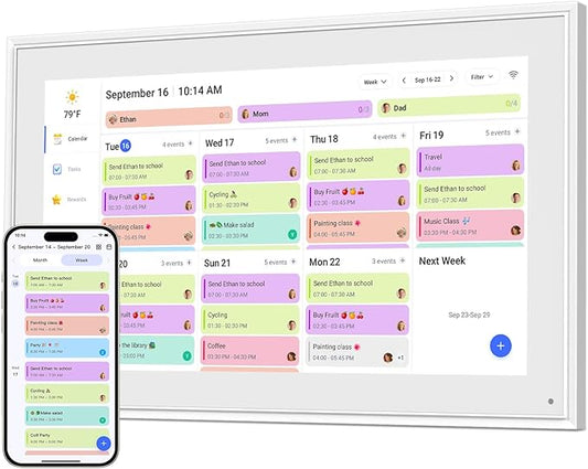 Canupdog 15.6 Inch Digital Calendar, Electronic Planner & Chore Chart with 1920x1080P IPS Touchscreen, Task Rewards System, Interactive Display for Family Schedules, Christmas Gifts for Women Mom