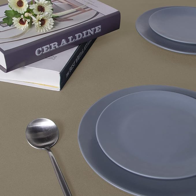 sancua Rectangle Tablecloth - 54 x 120 Inch - Stain and Wrinkle Resistant Washable Polyester Table Cloth, Decorative Fabric Table Cover for Dining Tables, Buffet Parties and Camping, Taupe