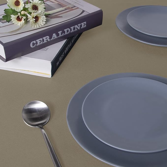 sancua Rectangle Tablecloth - 60 x 84 Inch - Stain and Wrinkle Resistant Washable Polyester Table Cloth, Decorative Fabric Table Cover for Dining Tables, Buffet Parties and Camping, Taupe