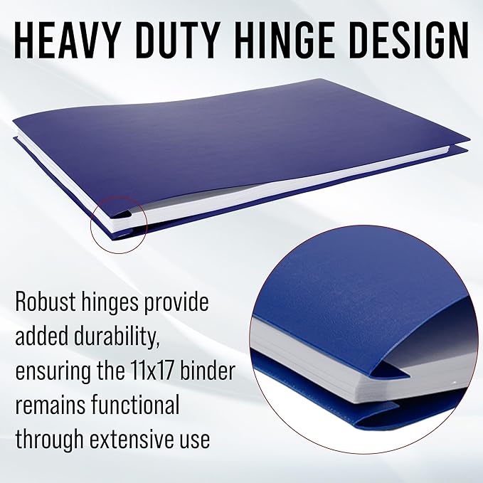 11x17 Report Cover Pressboard Binder Poly Panels Includes Fold-Over Metal Fasteners Blue Package of 6