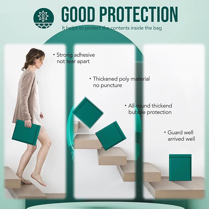 Fuxury Thick Bubble Mailers 8.5x12” 40 Pack Large Bubble Envelopes Opaque Cushioning Mailer for Small Business Mailing Books Clothes Makeup Supplies Forest Green #2