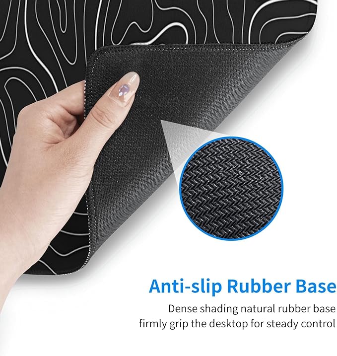 Topographic Contour Extended Big Mouse Pad Large,Gaming Mouse Pad Desk Pad,31.5x11.8 Inch Long Computer Keyboard Mouse Mat Mousepad with 3mm Non-Slip Base and Stitched Edge for Gaming and Office