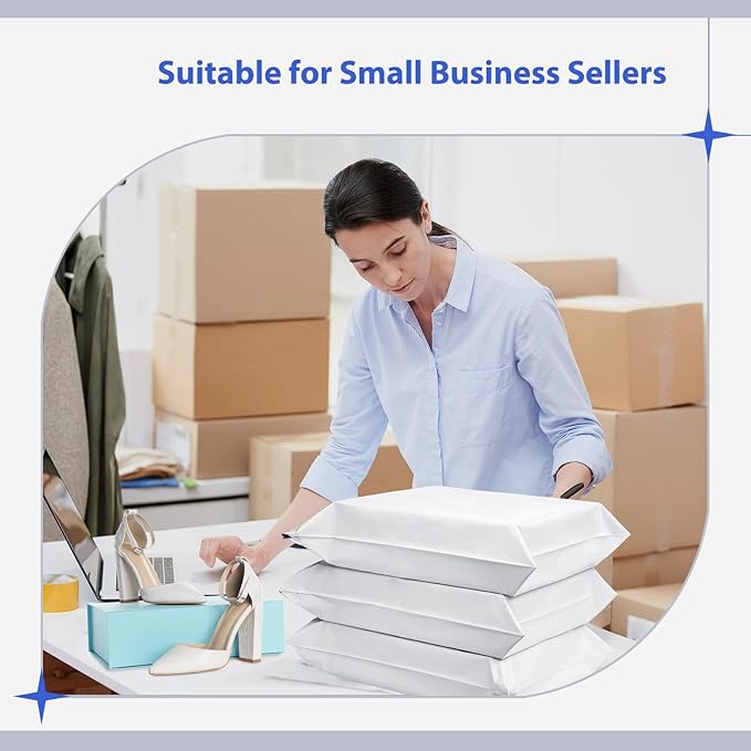 Fuxury 25 Pcs Poly Mailers 17.7 x 22", XL Shipping Bags for Clothing, Strong Adhesive Shipping Mailing Envelopes,Large Self-Sealing Polymailer for Small Business White #10