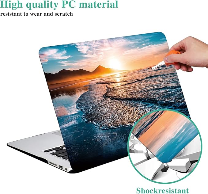 DTangLsm Compatible with MacBook Air 13 inch Case 2022 2021 2020 2019 2018 Release A2337 M1 A2179 A1932, Beach Plastic Hard Shell Cover Ocean Case for MacBook Air 13 M1 + Keyboard Cover, Sunset Beach