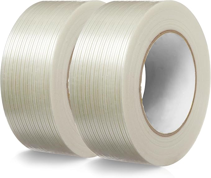 Strapping Tape, 2 Roll 2 Inch X 1260" 5.5 Mil, Fiberglass Heavy Duty Shipping and Moving Packing Tape,Clear