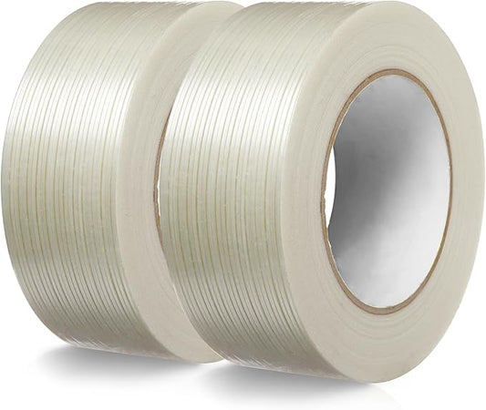 Strapping Tape, 2 Roll 2 Inch X 1260" 5.5 Mil, Fiberglass Heavy Duty Shipping and Moving Packing Tape,Clear