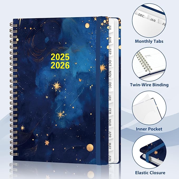 2026 Planner, Weekly and Monthly Calendar Academic Planner, Jan 2026 - Dec 2026, Planning Agenda Book for Desk Accessories and School Supplies - A5 (6.3'' x 8.5'') (Starry Sky, 6.3"x8.5"(Jul 2025-Jun 2026）)