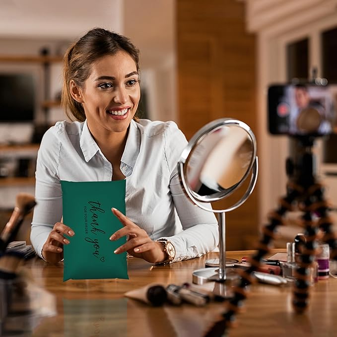 JinRuiKJ Thank You Poly Mailer 6x9 Inch 100 PCS, Shipping Bags for Clothing, Packaging Bags for Small Business, Strong Adhensive, Waterproof and Tear-Resistant Mailing Envelopes, Forest Green