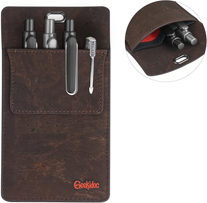 Premium Portuguese Cork Pocket Protector for Men | Multi-Use Pocket Protectors for Shirts and Lab Coats | For Pen, Pencils, Pointers, and More | 2 Pack of Brown Pocket Organizer Protectors