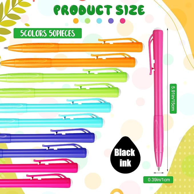 Meanplan 100 Pcs Ballpoint Pens Bulk Retractable Black Ink Pens 1mm Colorful Aesthetic Writing Supply for Journaling Note Home Business Office College Supplies, 5.7 x 0.4 Inch(Pastel,Novel Style)