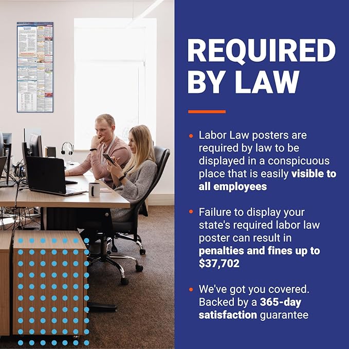 2025 California State and Federal Labor Law Poster - Spanish Version - OSHA Workplace Compliant - All-In-One Mandatory Regulations Posting for Employees - Required Compliance Posting 16" x 40" Laminated (Spanish)