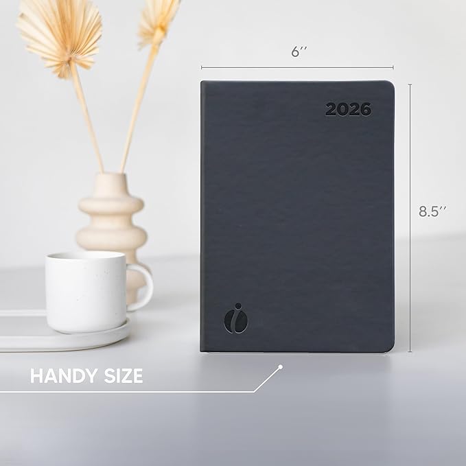 Inamio 24 Hourly Planner 2026 – 24 Hour Weekly and Monthly Appointment Book 2026 – Hardcover, Japanese Design – Minimalist Teacher and Annual Planner with Time Slots – 6 x 8.5