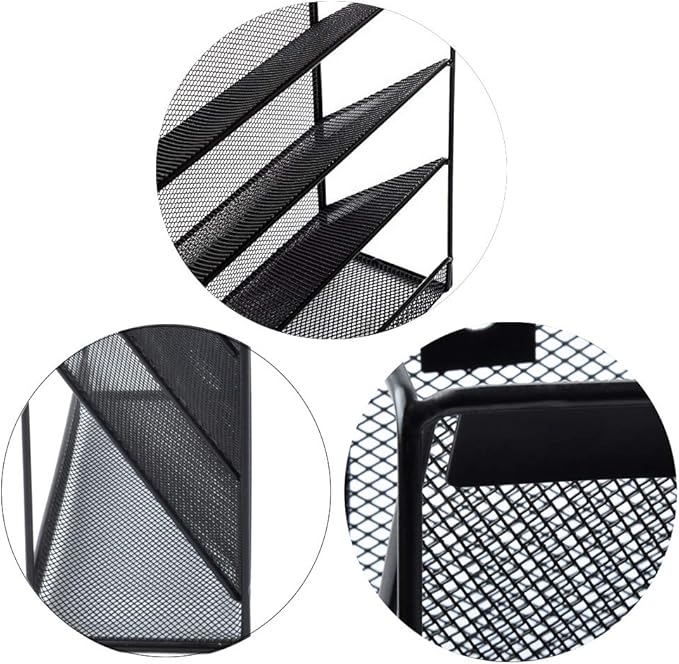 EASEPRES Hanging File Holder Organizer, 6 Tier Mesh Metal Wall Mount Document Letter Tray Organizer for Office Home, Black