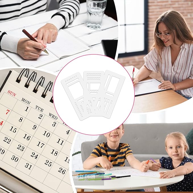 9Pcs Handmade Flexible Record Templates, Reusable Planner Stencils for Dot Grid Journals, Versatile Drawing and Checklist Templates Journal Stencils Drafting Tools with Coils Discs Rings