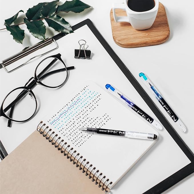 EYEYE Disposable Fountain Pens, 8 Pack Multicolor Fine Point Fountain Pens for Writing, Stainless Steel Nib, Smooth Writing for Journaling, Drafting, Sketching, Doodling & Gifts