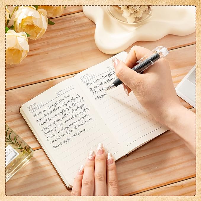 Estune Tree Small Notebooks Pen Leather Lined Pocket Subject Notebooks Hardcover Pocket Notepad Cute Ruled Leather Journals with Pen Holder for Men Women School Business, A6(Classic Color,30 Set)