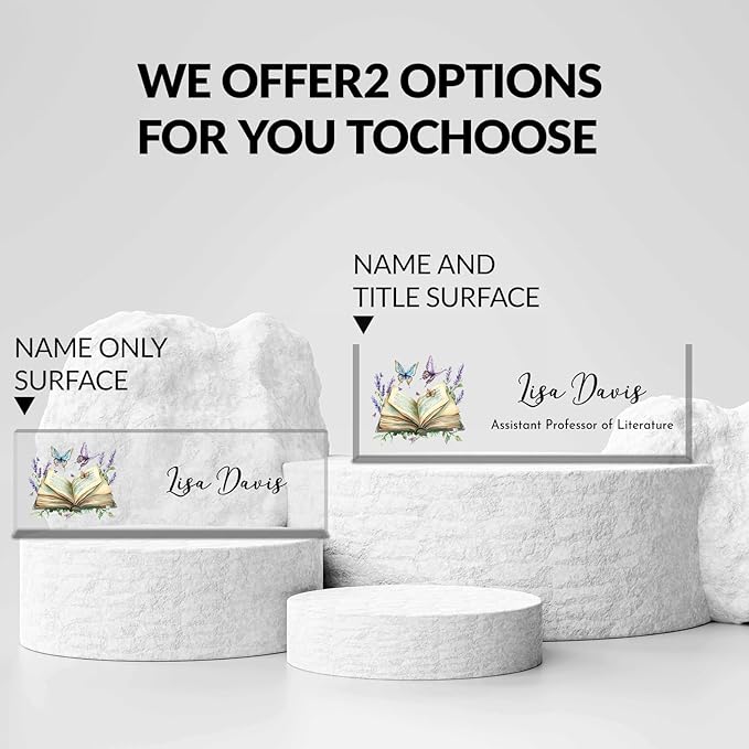 Teacher Desk Name Plate Personalized, Custom Name Plate for Desk, Acrylic Desktop Accessories, Office Gift & Decor for Women Men, Teacher Nurse Boss Employee Appreciation Gifts