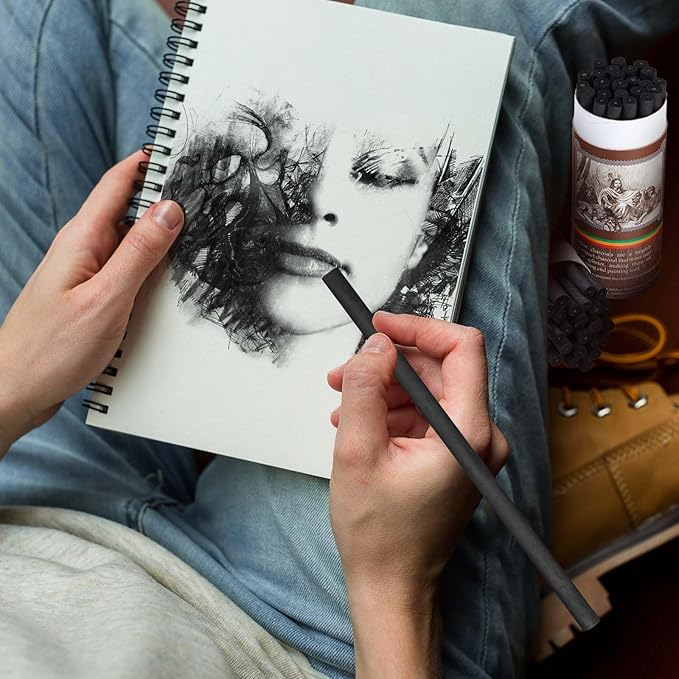 Gueevin 200 Pcs Willow Charcoal Sticks, Willow Charcoal, Artists, Beginners, Students, Perfect for Sketching, Drawing, Shading, and Fine Art (2-4mm,4-5mm,5-7mm,7-9mm)