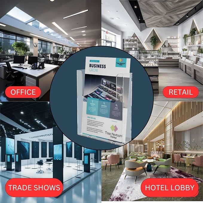 Acrylic Brochure Holder for Wall Mounting, Clear Display for 8.5" x 11" Flyers, Literature Holder for Magazines, Pamphlets, Menus, Includes Screws & Plastic Anchors – Pack of 2