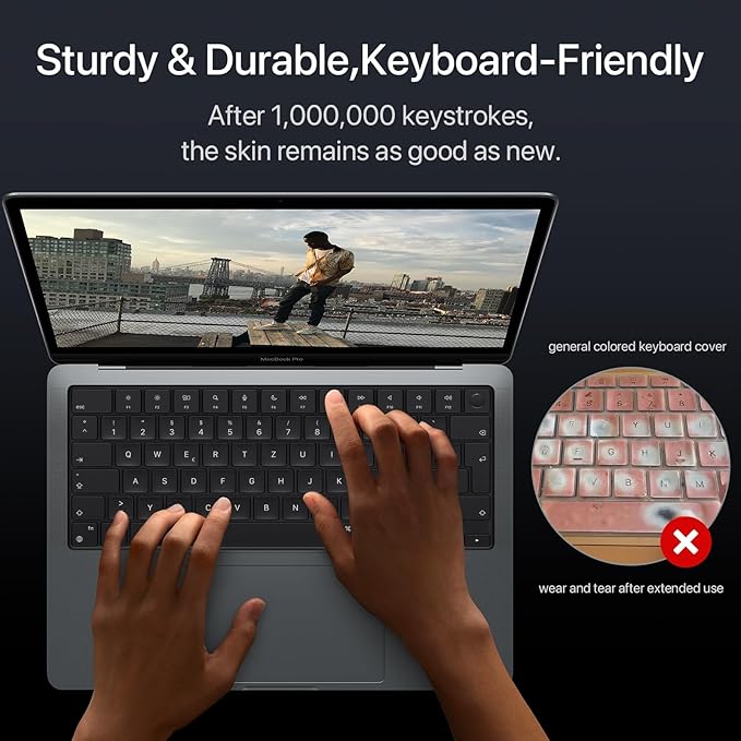 Compatible with MacBook EU/UK Layout Keyboard Cover, Premium Ultra Thin Protector for 2025-2021 M4/M3/M2/M1 Pro/Max MacBook Pro 14/16, M4/M3/M2 MacBook Air 13/15