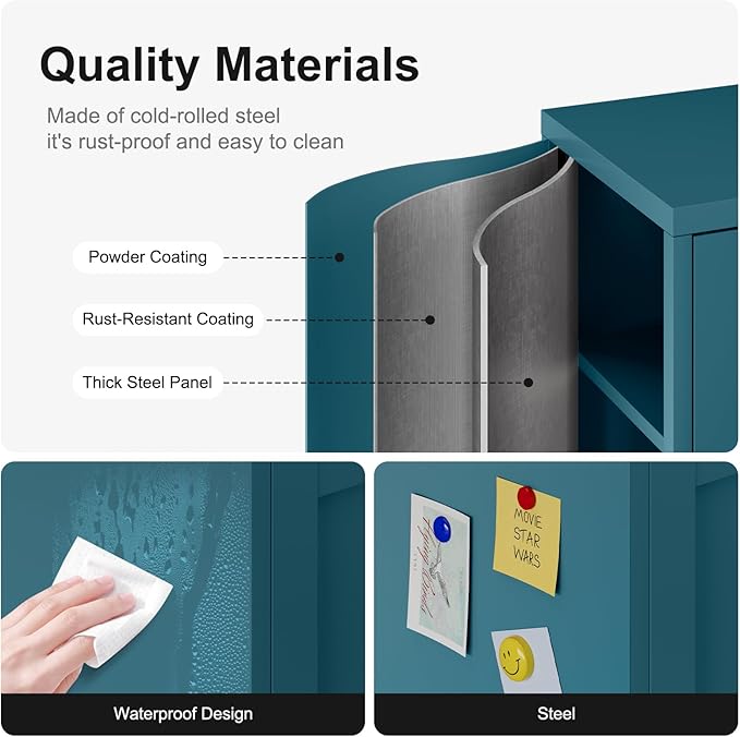 71H Tall Metal Storage Cabinet with 2 Doors and 5 Shelves,Farmhouse Storage Cabinet with Barn Doors,Pantry Storage for Home,Office,Bathroom,Dining Room,Kitchen(Blue)