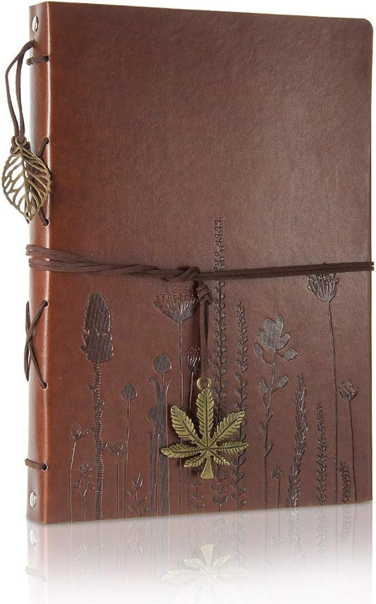 Leather Scrapbook Album ThxMadam Vintage Wedding Photo Album Love Guest Book DIY Memories Book with 60 Black Pages Gift or Valentines Mothers Anniversary Day Birthday for Wife Mum Daughter Girlfriend