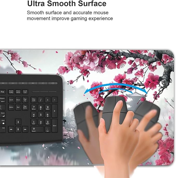 35.4 x 15.7 in, Waterproof XXL Large Mouse Pad for Desk, Extended Keyboard Mouse Mat for Computer Office, Big Laptop Mouse pad, Gaming Pc-Pink Cherry Blossom