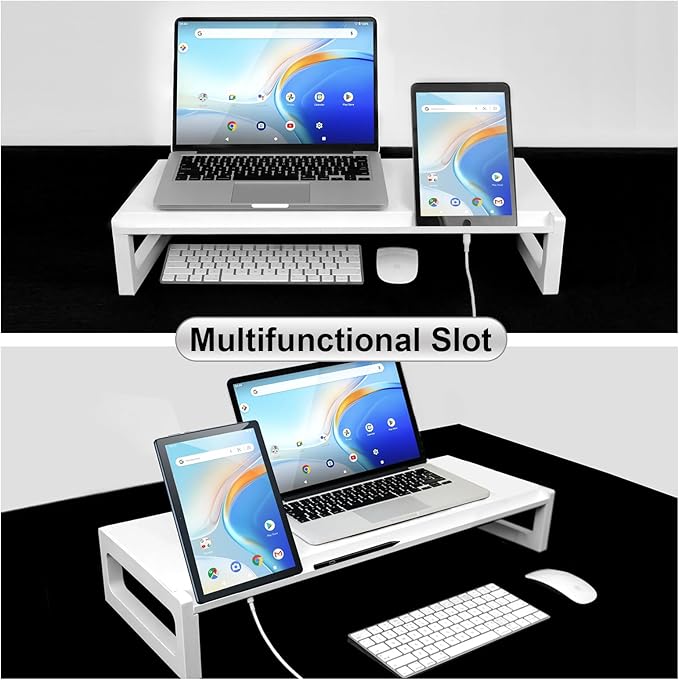 Monitor Stand Riser – 16-Inch Computer Monitor Stand with Multifunctional Slot, Multi-Purpose Desktop Storage for Laptop, Printer, TV