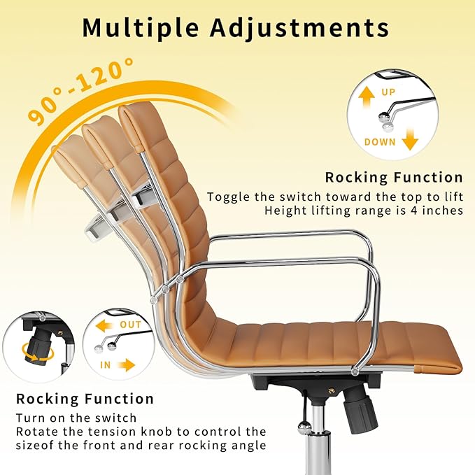 Chair, Desk Computer Chair ，with Armrests ，Ergonomic Office Chair for Home and Office, 17.32 x 22.83 x 35.43 inches, Multiple Colors (Terracotta)