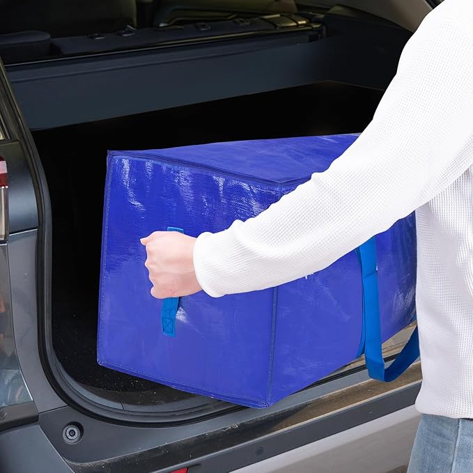 TICONN 6 Pack Extra Large Moving Bags with Zippers & Carrying Handles, Heavy-Duty Storage Tote Moving Boxes for Space Saving