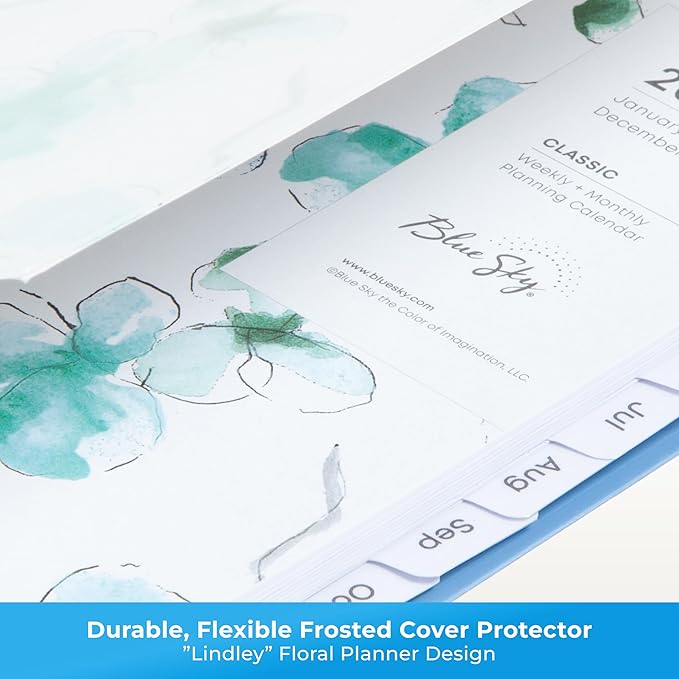 Blue Sky 2026 Weekly and Monthly Planner Calendar, January 2026 - December 2026, 5" x 8", Flexible Frosted Cover, Laminated Tabs, Durable Twin Wire Binding, Lindley