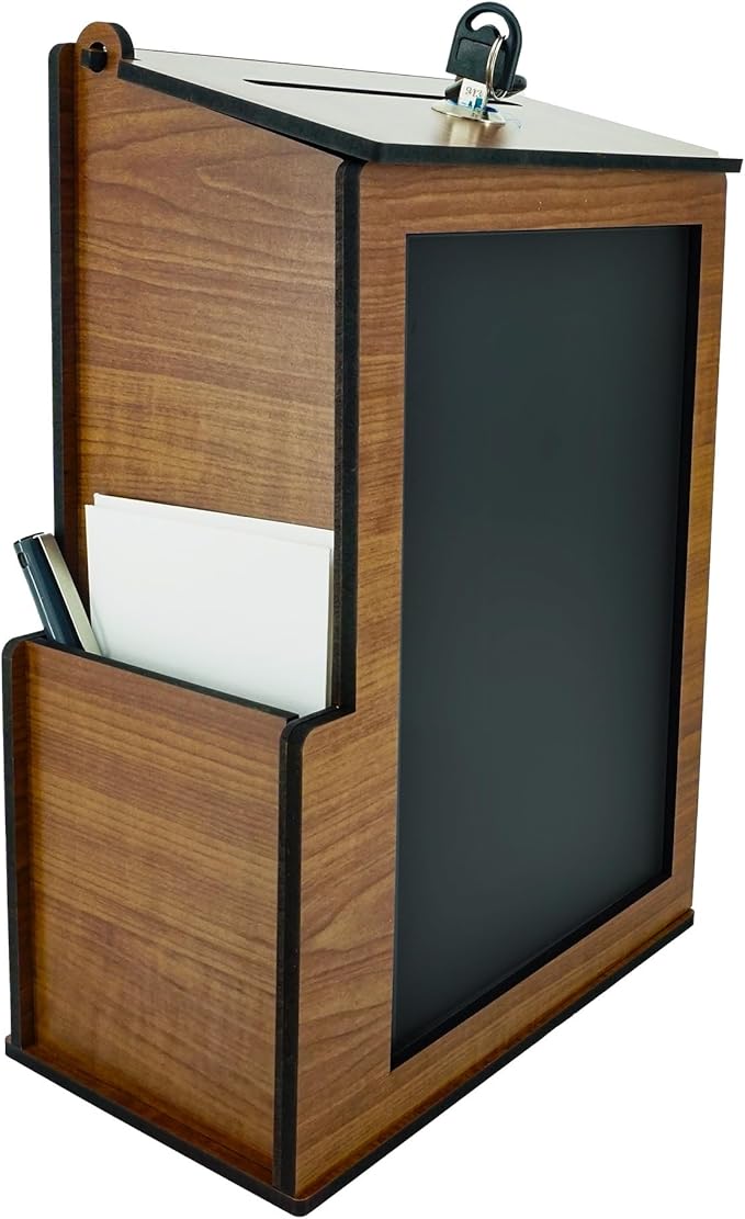Shumei Lockable Box for Voting Suggestions Opinions and Tips - Wooden, Ideal for Offices Community Centers Bars and Banquet Halls