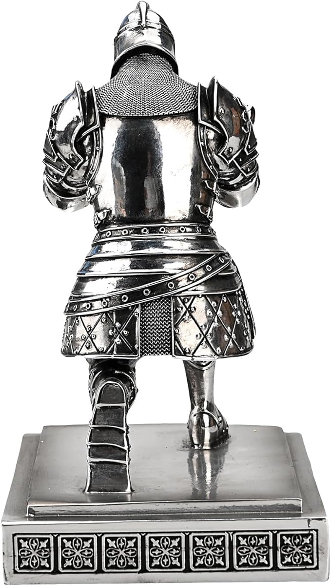 King's Guard Knight Pen Holder Pen Stand Desk Organizers and Accessories Resin Pencil Holder as Gift for Office and Home (Silver(Plating))