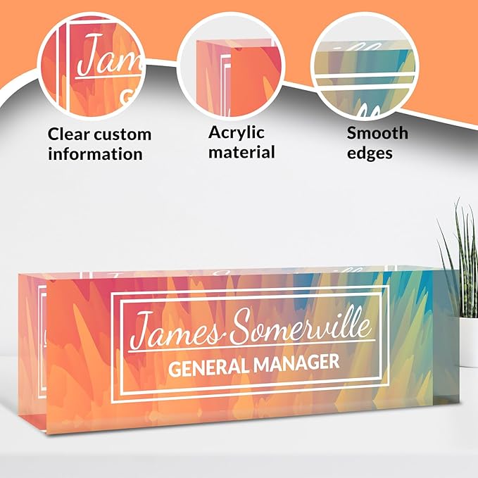 Desk Name Plate Personalized, Custom Name Plate for Desk, Acrylic Desktop Accessories, Office Gift & Decor for Women Men, Teacher Nurse Boss Employee Appreciation Gifts