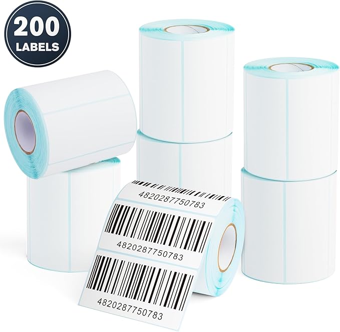 JTIEO 2" x 4" Sticker Labels Direct Thermal Labels 200Pcs Shipping Label, Compatible with Zebra & Rollo Label Printer