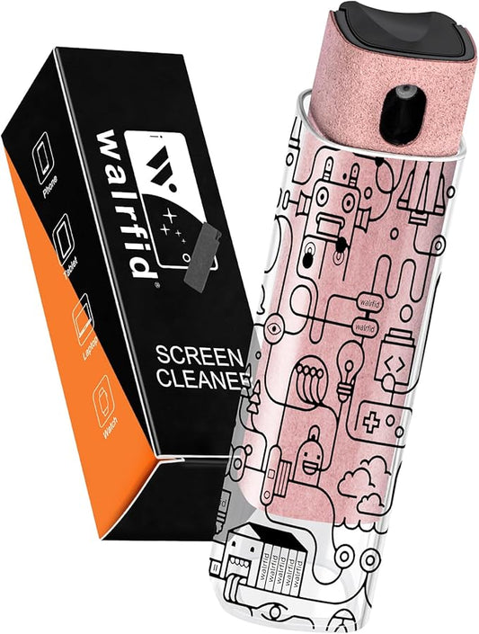 walrfid Graffiti Computer Screen Cleaner, Car Screen Cleaner Spray and Wipe, Electronic Cleaning Spray for Laptop iPad, iPhone, MacBook, TV, Monitor, Tablet Display, with Black Case - Pink
