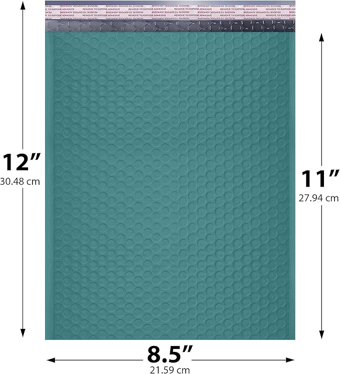 Green Poly Bubble Mailers 8.5x12 inch #2 | Self Seal Padded Envelopes | Cushioned Bubble Mailer | Usable Size 8.5x11 | Water Proof | Lightweight mailing Shipping Bags | 200 Pack Bulk