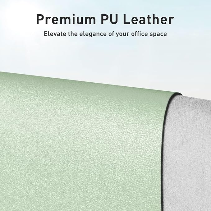 Aothia Large PU Leather Desk Pad Protector - Non-Slip Mouse Pad & Writing Mat for Office/Home, Waterproof, Easy to Clean (23.6" x 13.7", Aqua)