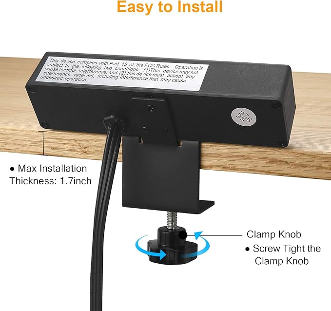 HHSOET Desk Clamp Power Strip, Desktop Power Outlet Clamp Mount with 2 USB Ports, 4 AC Outlets, Mountable Desk Outlet Removable Power Plugs with 6ft Cord.(4AC2USB-Black)