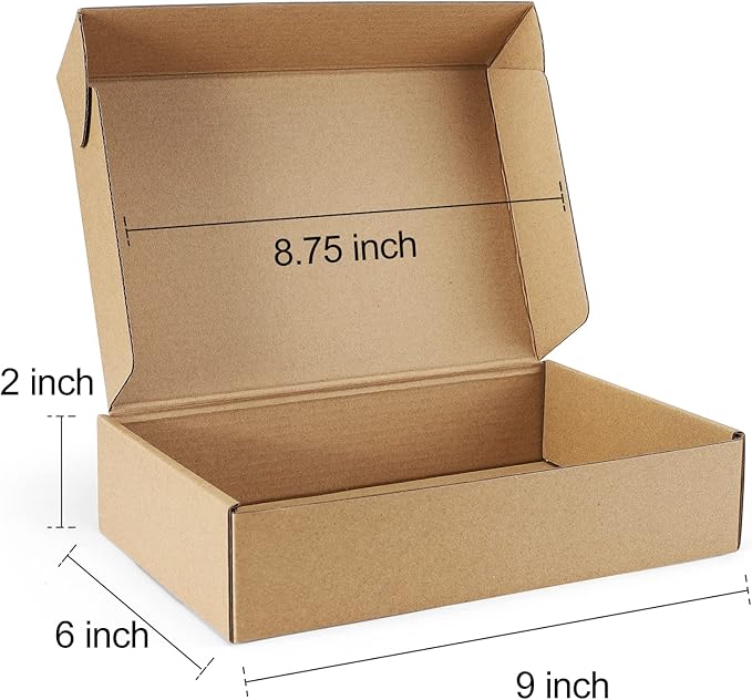Shipping Boxes 9x6x2 inches Brown Small Mailing Boxes 25 Pack Cardboard Corrugated Box Mailers