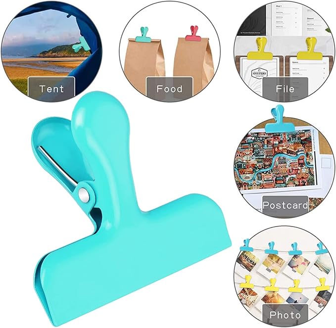 FINDMAG Heavy Duty Stainless Steel Chip Clips, Great for Kitchen Office to Seal Coffee, Chip Bags - Pack of 8